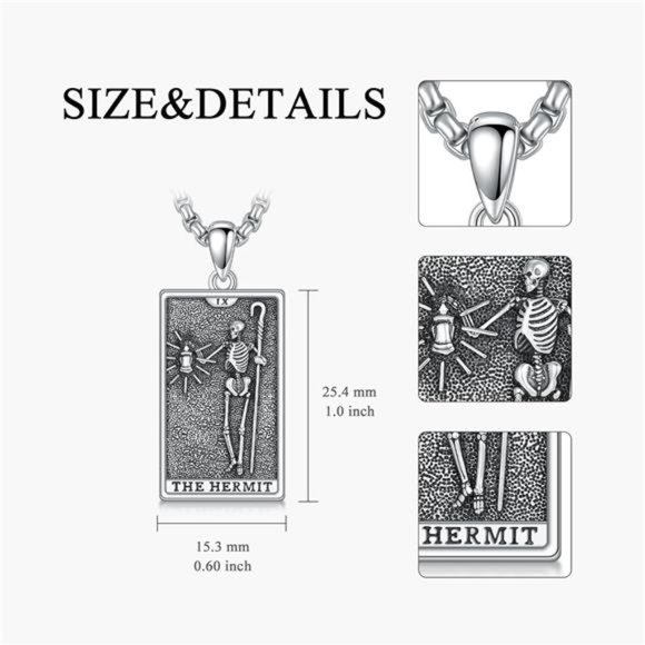 Tarot Card Necklace 925 Sterling Silver Skeleton Necklace The Sun Moon - Picture 6 of 6